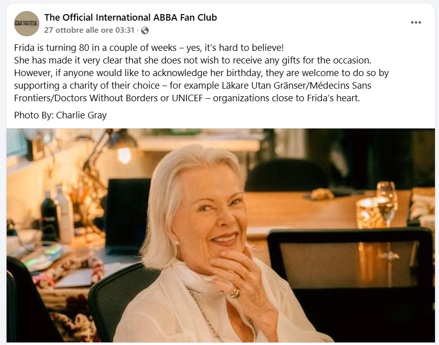 Abba Star’s Birthday Ban:
 “No Gifts!”